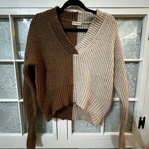Altar'd State Brown Tan Color Block Sweater Small
